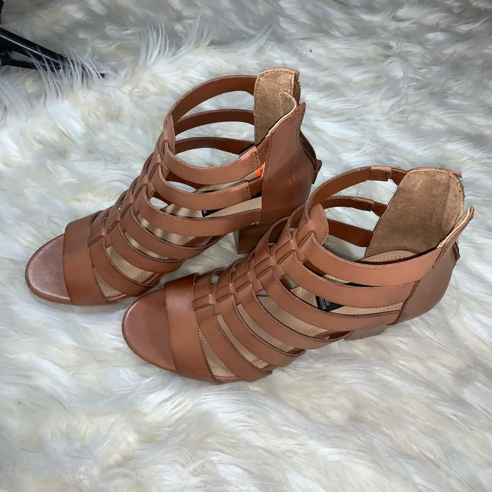 Steven by Steve Madden Brown Leather Caged Heels | Strappy Pumps | 9.5